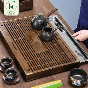 ถาดชา ไม้คุณภาพดี ถาดน้ำชา ใช้ที่บ้าน ถาดรองชา มีลิ้นชักเก็บนำ้มีท่อระบายนำ้ ถาดชงชาจีน ที่คว่ำแก้ว