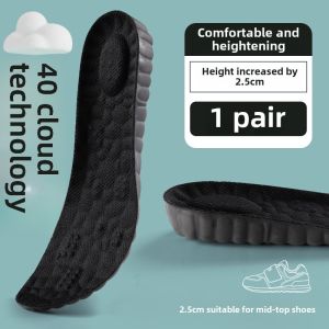 Womens 6cm Heel Heightening Shoe Insoles Long Tube Boots Invisible Heightening Pad No Footwear Sagging Black No Tiredness