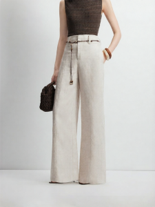 Vero Moda | Linen Rayon Belted Wide Leg Trousers