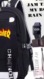 Js Style Tas Sekolah Uniseks Tas Ransel Bahu Ganda Tas Laptop Mochila 4in1 THRASHER X 0091