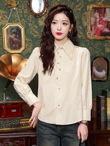 Áo Sơ Mi Cổ Polo Dài Tay Cho Nữ Phong Cách Hong Kong Mùa Thu 2025 Áo Sơ Mi Nữ Thanh Lịch Đa Năng Chất Liệu Polyester