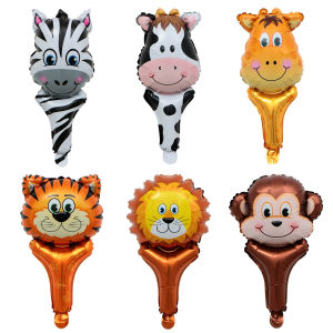 6/12/48PCS Jungle Animal Theme Handheld Aluminum Film Balloons for Children Toys Birthday Party Decoration Supplies Baby Shower