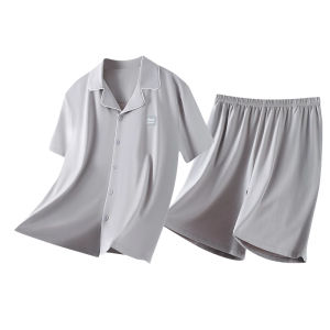 MiiOW | Mens Summer Sleepwear Set Breathable Comfortable Lyocell Fiber Short Sleeve Home Clothes Casual Youth Fashionable Nightgown