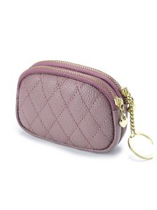 กระเป๋าใส่เหรียญหนังวัวชั้นดี ปักลายทรงกลม กระเป๋าใส่เหรียญแบบซิปสองชั้น กระเป๋าสตางค์ขนาดเล็กสำหรับผู้หญิง 2025 กระเป๋าสตางค์หนังวัวชั้นดีแบบมีซิป