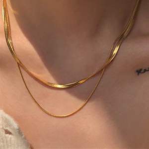 Kalung titanium asli dua layer Sisik ular simple elegan Anti karat korea fashion T059
