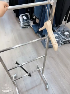 Clothing Store Hanger Storage Rack Stainless Steel Mobile Multi-Layer Floor-To-Ceiling Hanger Storage Shelf Large Capacity Trouser Rack Warehouse Clothes Hanger