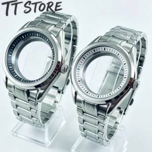 Stainless Steel 40MM Watch Case with Steel Bracelet and Sapphire Glass Housing for NH35/NH36 Automatic Watch Modifications