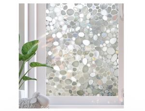 Cobblestone Frosted Stained Glass Privacy Window Film Static Cling Removable Decorative for Home Office Bathroom Door