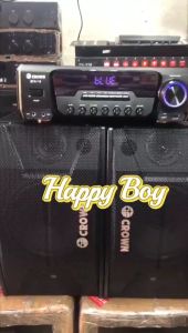 Crown BFA-10 Speaker Baffles with Amplifier with Platinum DM-8000 Wired Microphone for Videoke/Karaoke
