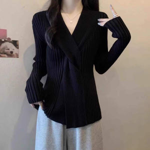 Irregular Slimming Large Size Womens Knitted Blouse