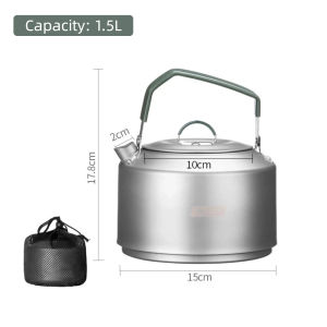 BISINNA | BISINNA Camping Kettle 1.5L 304 Stainless Steel Lightweight Outdoor Cookware with Mesh Bag Portable for Hiking Travel