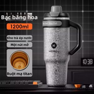 HEOSCU | Bình nước giữ nhiệt nóng lạnh có ống hút Titanium cho tập gym xe hơi ngoài trời dành cho nam