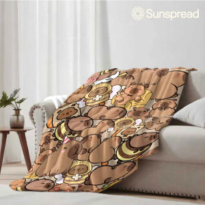 Beast Kingdom | capybara sticker pack Soft Warm Flannel Blanket Lightweight Cozy Christmas Halloween Home Decor Room