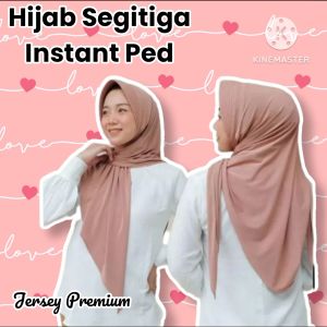 JILBAB INSTAN PED SEGITIGA JERSEY PREMIUM WANITA DEWASA/KERUDUNG INSTAN PED JERSEY