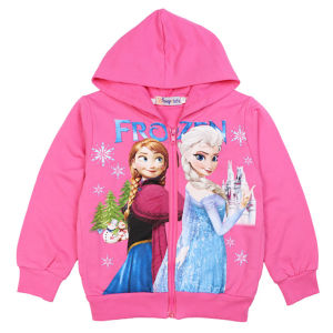 Bé Cô Gái Áo Khoác Phim Hoạt Hình Elsa công chúa Anna Đông Lạnh In tay dài có khóa kéo Cotton áo len trùm đầu Cô Gái Áo Khoác Áo Khoác Áo Khoác