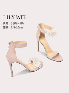 เรียบหรู รองเท้าส้นสูงมุกสวย สายคล้อง รองเท้าแตะกริชสําหรับเด็กอายุ 18 ปีผู้ใหญ่พิธีสีชมพูรองเท้าส้นสูงเป็นพิเศษแฟชั่นรองเท้าแตะ