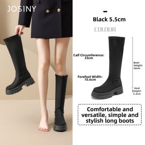 Josiny | Thick Heel Slim Long Boots Women
