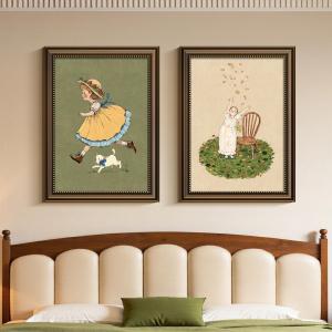 HAIMASHENGKANG | French Vintage Style Childrens Room Decoration Art Twin-set Wall Art