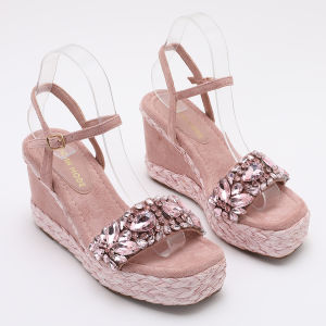 Trendin Mode Womens Velvet High Wedge Sandals 10cm Heel