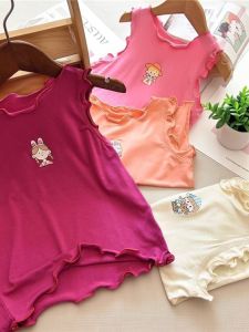 Modal Earwood Design Sleeveless Tank Children Summer Wear