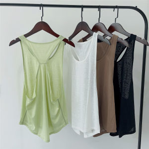 Jacquard Techniques Comfortable Quick-Drying Fitness I-Shaped Vest Womens Sleeveless Loose Sports Top Flab Hiding Yoga Blouse