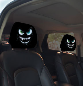 Mature black car headrest cover dust-proof and oil-proof personalized elastic personalized car interior pillow cover-2pcs