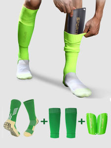 Professional Anti-Slip Football Socks Middle-Length for Adults and Children Sports Protective Gear Set with Leg Guards