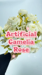 1BUSH CAMELIA ROSE / HAND BOUQUET / BUNGA ROSE / BUNGA PEONY / BUNGA HIASAN / ARTIFICIAL FLOWER / AF10022