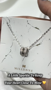 MILLENNE Made For The Night Circle of Life Cubic Zirconia White Gold Necklace with 925 Sterling Silver