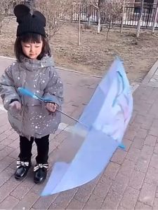 Childrens umbrella,Kids Cartoon Character Umbrella with Cover - Windproof Sun Protection