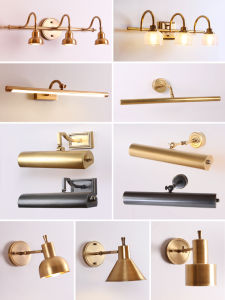 ไฟกระจกแบบอุปกรณ์ตกแต่งไฟ LED แบบชาร์จไฟฟ้าแบบไร้สายแบบอเมริกัน ทำจากทองแดงเต็มรูปแบบสำหรับห้องน้ำ ไฟติดผนังตกแต่ง ไฟติดป้าย