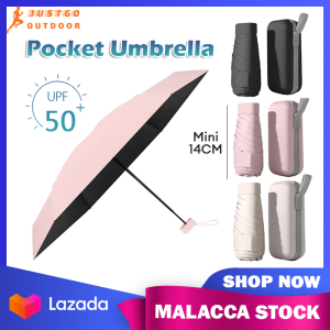 Mini Flat Umbrella 14CM 6 Ribs Pocket Umbrella with Capsule Box UV Protection Sun and Rain Dual-Use Outdoor Travel Small Umbrella