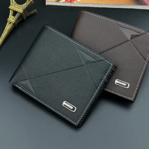 Men Short Wallet PU Leather Large Capacity Card Holder Zip Pocket Business Clutch Dompet Lelaki