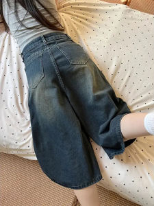 QIANCHANGNAAI | Vintage Style Lightweight High-Waist Slim Plus Size Denim Shorts