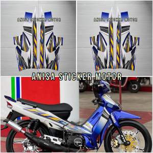 STIKER STIRIPING LIS BODY FIZR F1ZR TAHUN 2004 2005 PUTIH BIRU