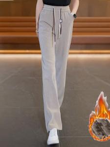 กางเกงขายาวทรงตรงผ้ากำมะหยี่สำหรับผู้หญิง ฤดูใบไม้ผลิและฤดูใบไม้ร่วง 2025 รุ่นใหม่ กางเกงขายาวผู้หญิง ผู้หญิงวัยกลางคนและผู้สูงอายุ