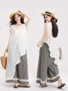 Irregular Design Fashionable Womens Dress and Palazzo Pants Set 2026 Summer New Style