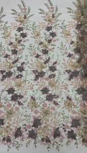2026 African Nigerian High-Quality Sequins Embroidery Tulle Lace Fabric Sewing Beads Stone for Prom Dresses 5 Yards