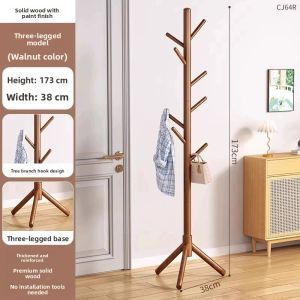 Simple Solid Wood Clothes Hat Rack Stand for Living Room Bedroom Entrance Hall Floor Mounted Easy to Assemble Evesigar