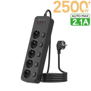 Ổ Cắm Điện Tiêu Chuẩn Châu Âu Có Cổng USB C Dây Nối Dài 1.8m Công Tắc Độc Lập Phích Cắm EU Bộ Bảo Vệ Quá Áp (không Bao Gồm Bộ Bảo Vệ Quá Áp)