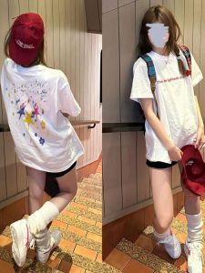 ผ้าฝ้ายแท้สไตล์อเมริกันหลวมพอดีเสื้อยืดอเนกประสงค์สําหรับผู้ชายผู้หญิงฤดูร้อนลดน้ําหนักคอกลมแขนสั้นสวมใส่ทุกวัน