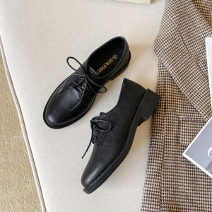 Genuine Leather Flat Bottom Loafers Womens Shoes British Style Spring Autumn New Style Bean Black Flat Bottom Single Shoes