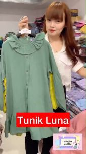 Tunik Anak Perempuan Umur 4 - 16 Tahun Bahan Polo Linen Cringkle Blus Luna Freeongkir Cashback Bisa COD
