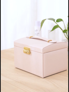 Braun Mall-กล่องเครื่องประดับหนังมัลติฟังก์ชั่พร้อมล็อคนาฬิกาขนาดใหญ่ต่างหูสร้อยคอที่เก็บของสามชั้นกำมะหยี่ผู้หญิงเครื่องประดับกล่องเก็บกับลิ้นชักและกระจก กล่องจัดเก็บเครื่องประดับ พร้อมล็อก