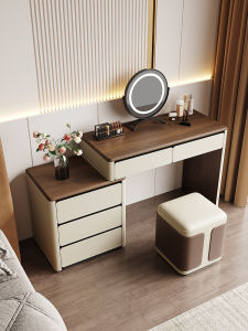 DUOBAOFUXING | Modern Minimalist Porcelain Stone Top Solid Wood Dresser Vanity
