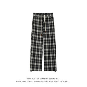 Quần Ống Đứng Kẻ Caro Màu Xanh Da Trời Cleanfit Cho Nam Mùa Hè Mỏng Quần Ống Rộng Phong Cách Lười Biếng Quần Dài Thoải Mái