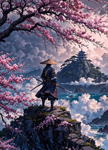 500/1000/1200/2000PCS Jigsaw Puzzle Beautiful Samurai Under Cherry Blossom Tree For Adults Perfect For Quiet Evening Activity