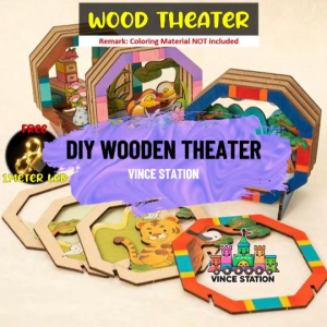 DIY Teater Kayu Bertema Harimau Decorative DIY 3D Wooden Theater Tiger Theme Kids Hand Craft DIY儿童创意手工制作木质摆件可爱老虎