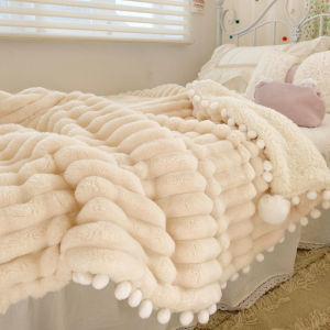 Thickened Double Layer Rabbit Velvet Warm Blanket Winter Blanket Nap Blanket Rabbit Fur Velvet Flannel Office Shoulder Shawl Sofa Cover Blanket