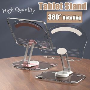 360° Rotating Foldable Tablet Stand Transparent Acrylic Tablet Stand Anti-Slip Mobile Phone Stand Aluminum Alloy Cute Kitten Shape Desk Stand
